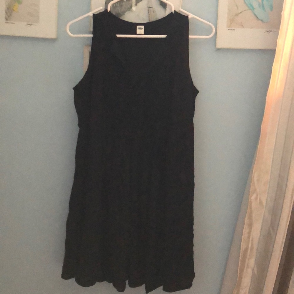 Old Navy black tank dress with tassel